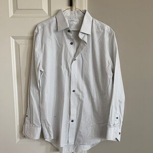 Lorenzo Uomo White Shirt with Navy Micro Dots